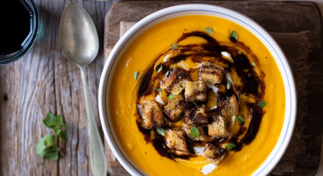 Creamy Carrot and Potato Soup with Balsamic Vinegar